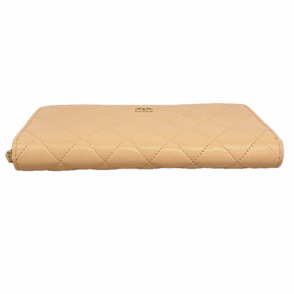 CHANEL Cream Caviar Leather Wallet